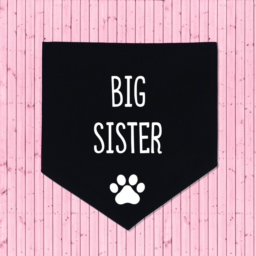 Pregnancy Announcement Dog Bandana Big Brother/Big Sister - Black