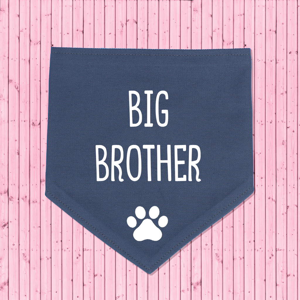 Pregnancy Announcement Dog Bandana Big Brother/Big Sister - Grey