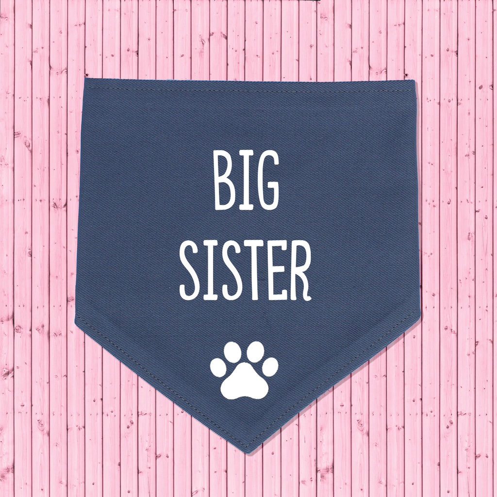 Pregnancy Announcement Dog Bandana Big Brother/Big Sister - Grey