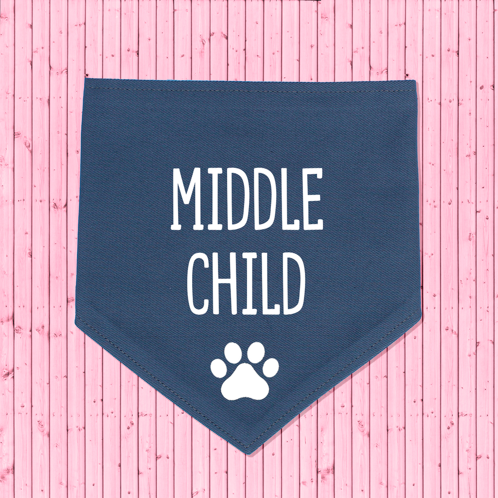 Pregnancy Announcement Dog Bandana Middle Child - Grey