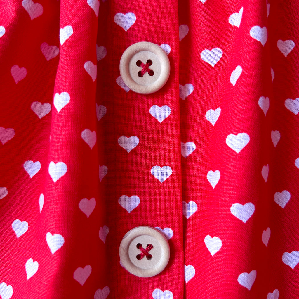 Valentina Skirt - Valentine's Day Love Hearts Paperbag Waist Button Skirt