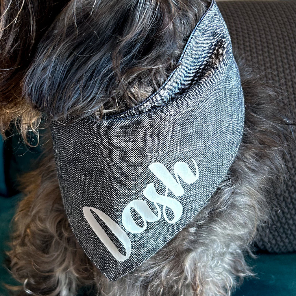 Dog Bandana - Charcoal Linen