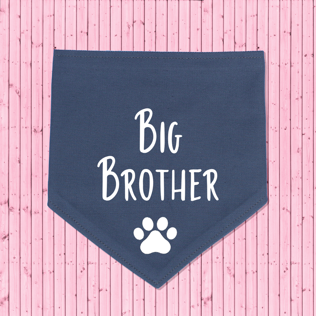 Pregnancy Announcement Dog Bandana Big Brother/Big Sister - Grey