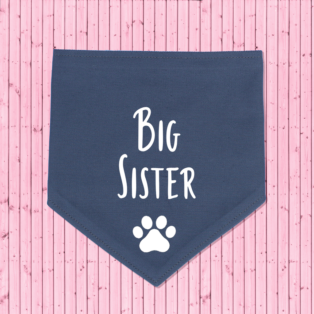 Pregnancy Announcement Dog Bandana Big Brother/Big Sister - Grey