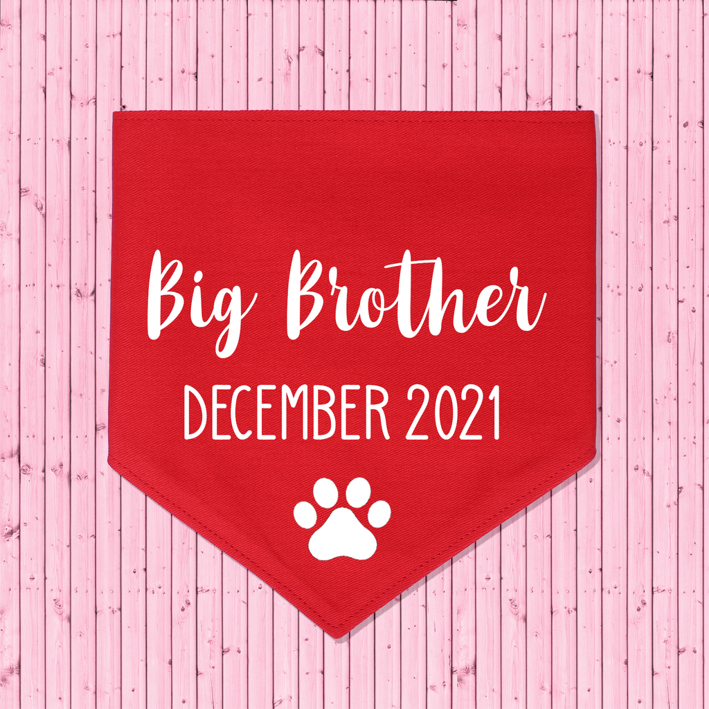 Pregnancy Announcement Dog Bandana Big Brother/Big Sister - Red