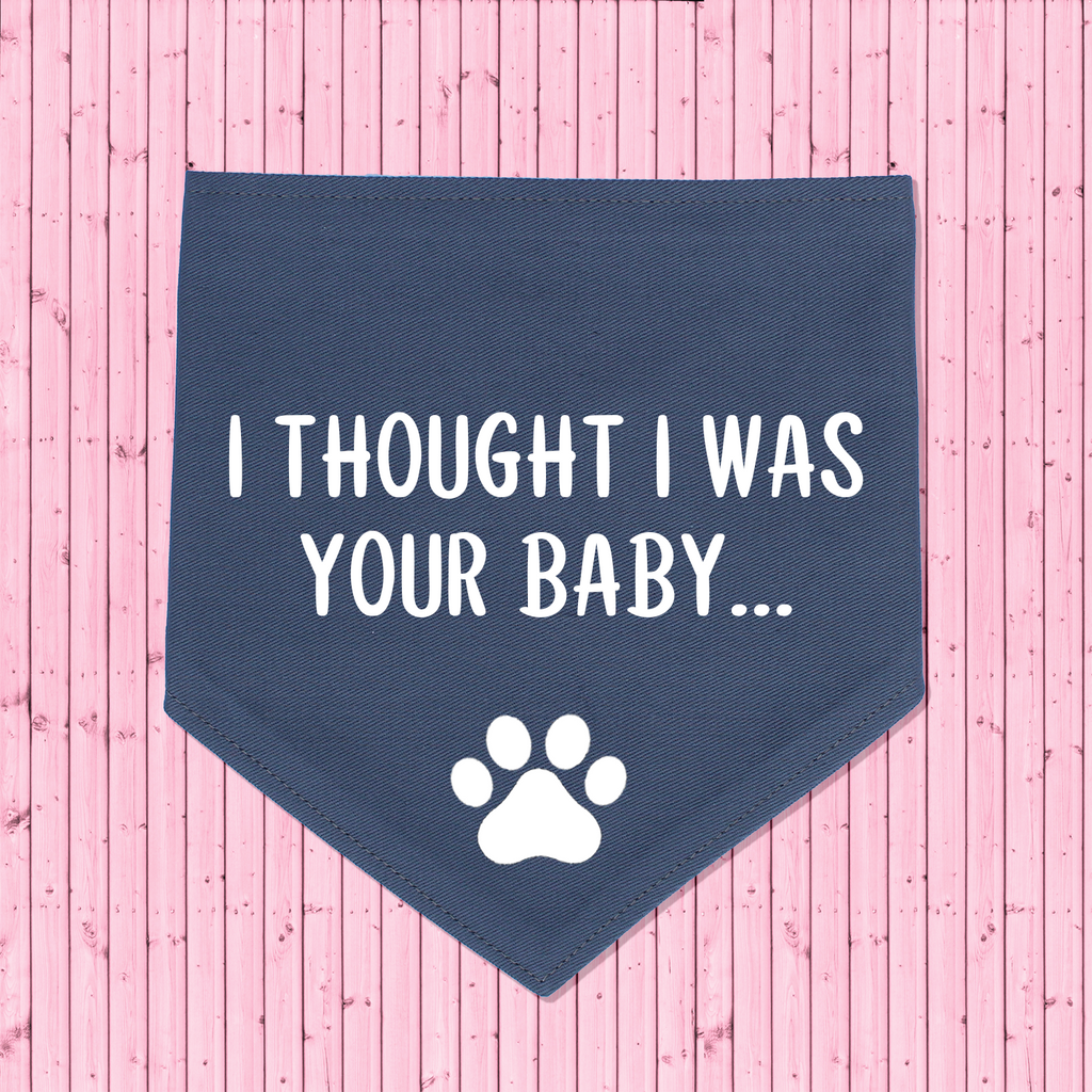 Pregnancy Announcement Dog Bandana I Thought I Was Your Baby... - Grey