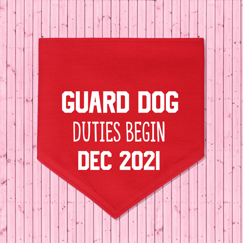 Pregnancy Announcement Dog Bandana Guard Dog Duties - Red