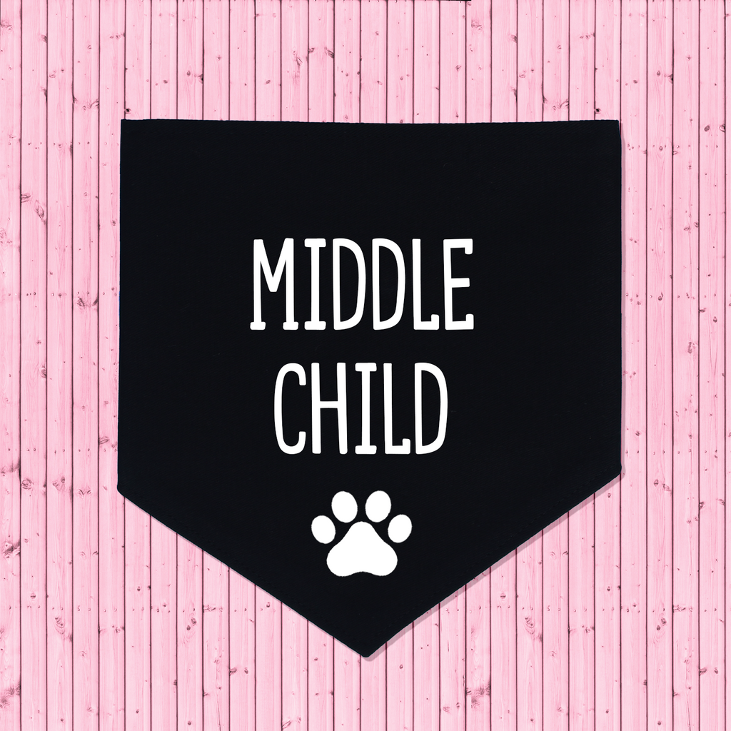 Pregnancy Announcement Dog Bandana Middle Child - Black