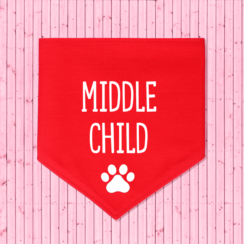 Pregnancy Announcement Dog Bandana Middle Child - Red