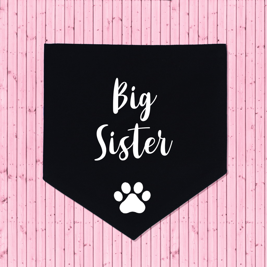 Pregnancy Announcement Dog Bandana Big Brother/Big Sister - Black