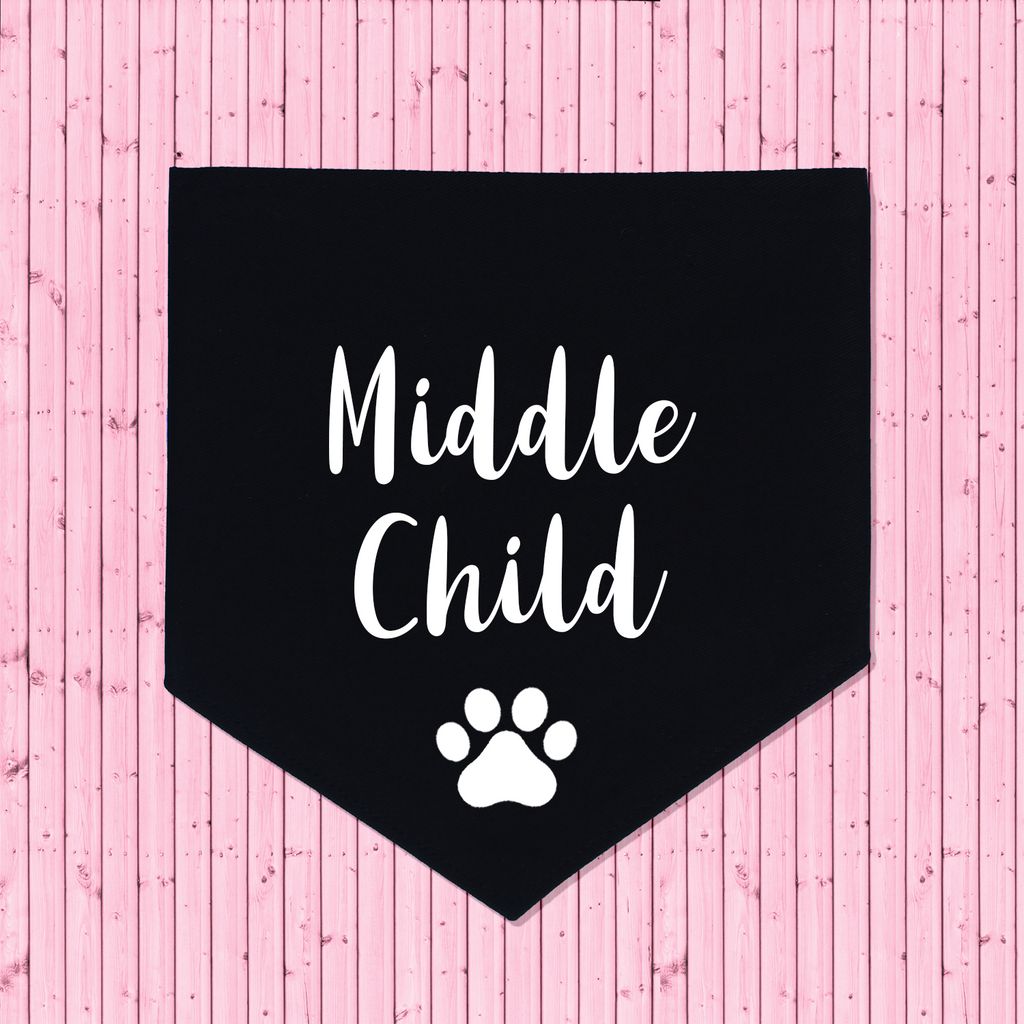Pregnancy Announcement Dog Bandana Middle Child - Black