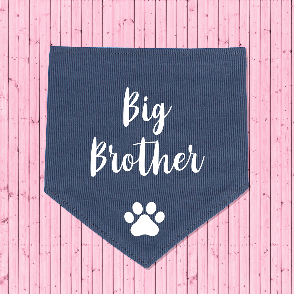 Pregnancy Announcement Dog Bandana Big Brother/Big Sister - Grey