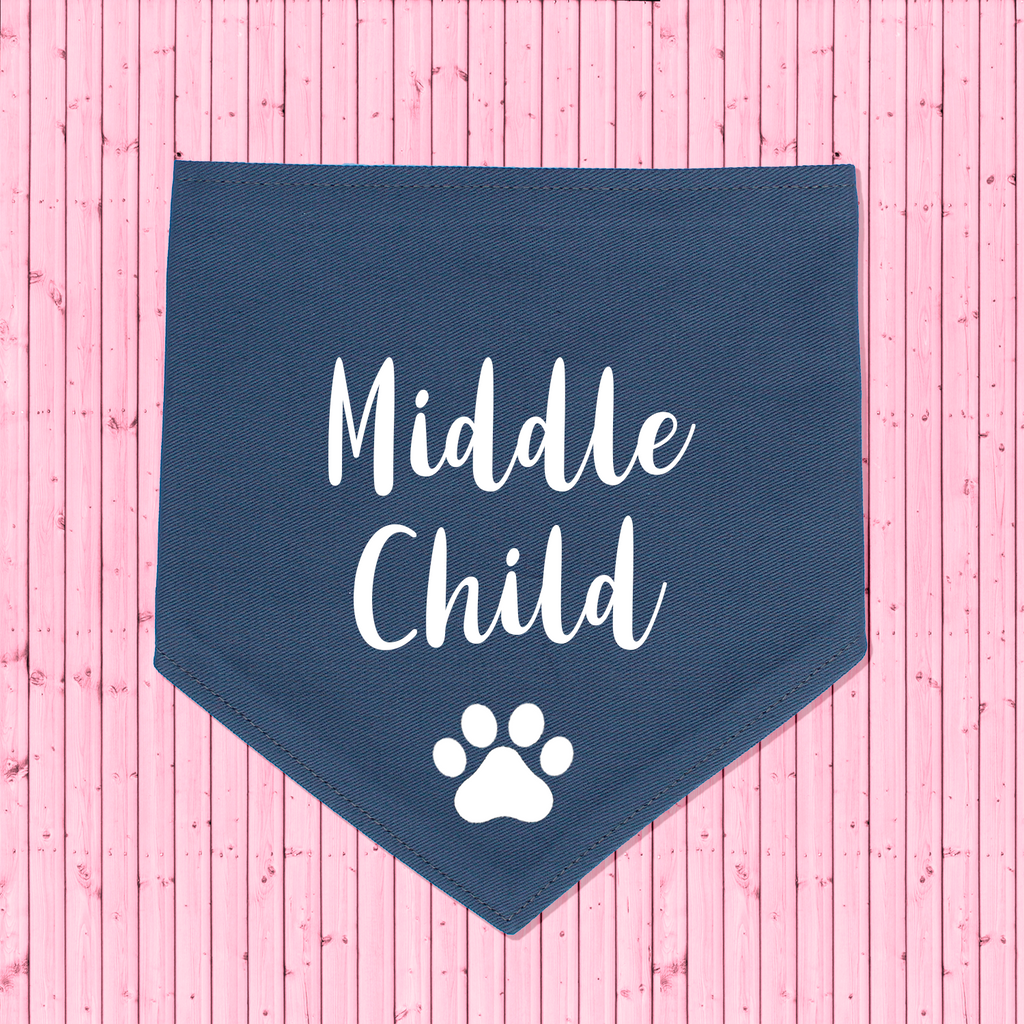 Pregnancy Announcement Dog Bandana Middle Child - Grey