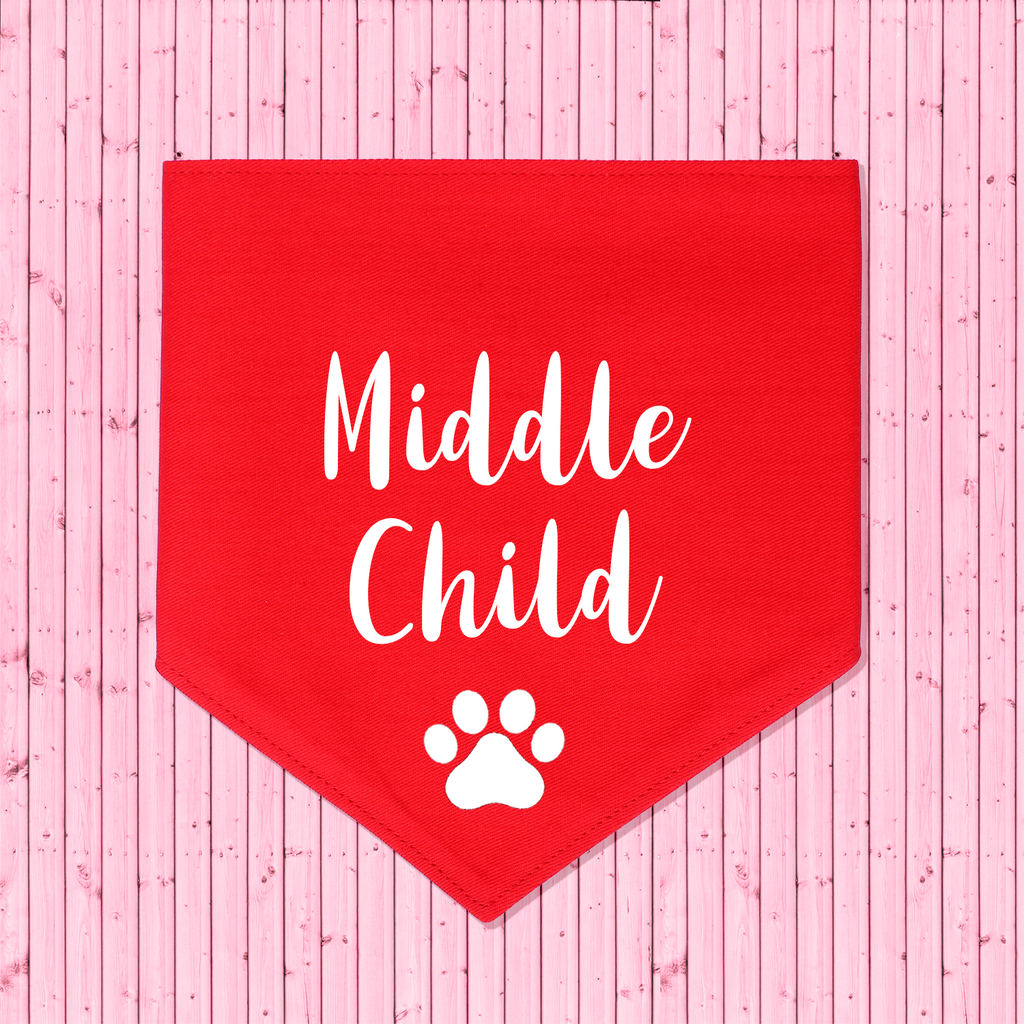 Pregnancy Announcement Dog Bandana Middle Child - Red
