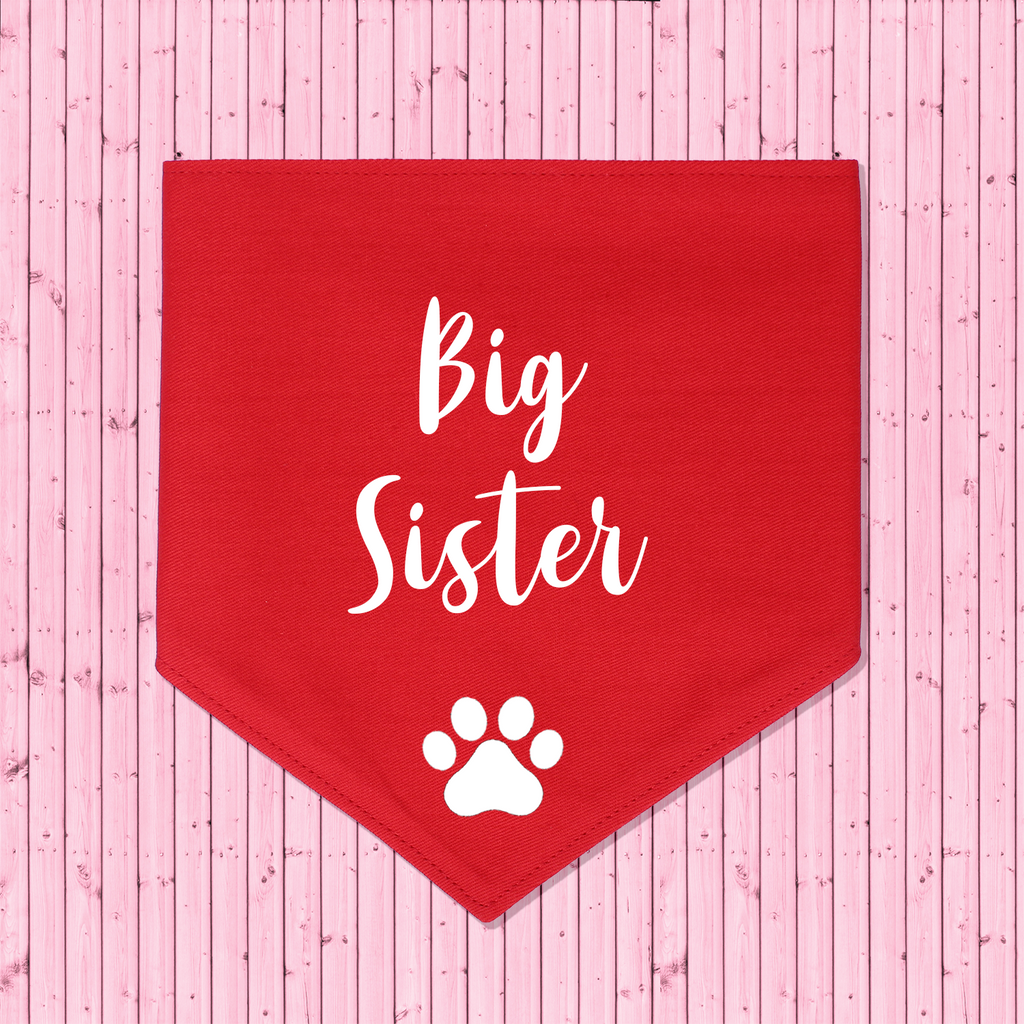 Pregnancy Announcement Dog Bandana Big Brother/Big Sister - Red