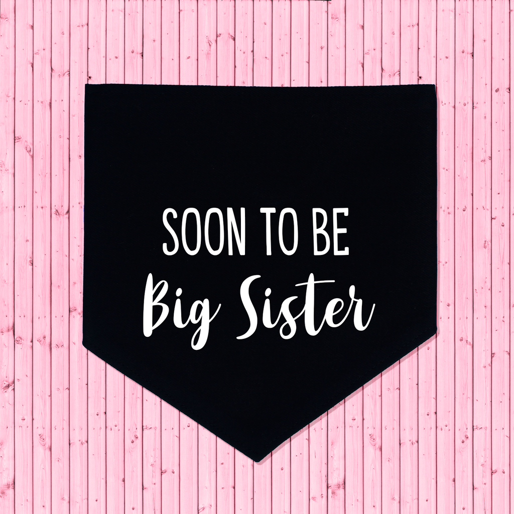 Pregnancy Announcement Dog Bandana Soon to Be Big Brother/Big Sister - Black